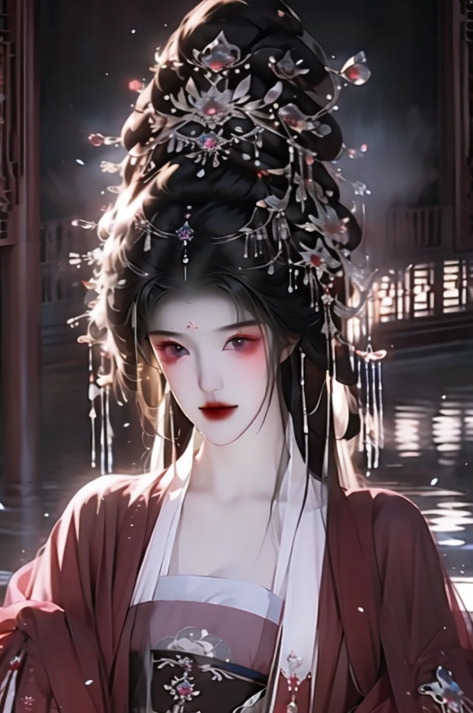 Black Hair, Immortal Cultivation, Royal sister, White Robe, hime cut, hair scrunchie, Romanticism, Gothic art, ray tracing, cinematic lighting, first-person view, Sony FE GM, anatomically correct, masterpiece