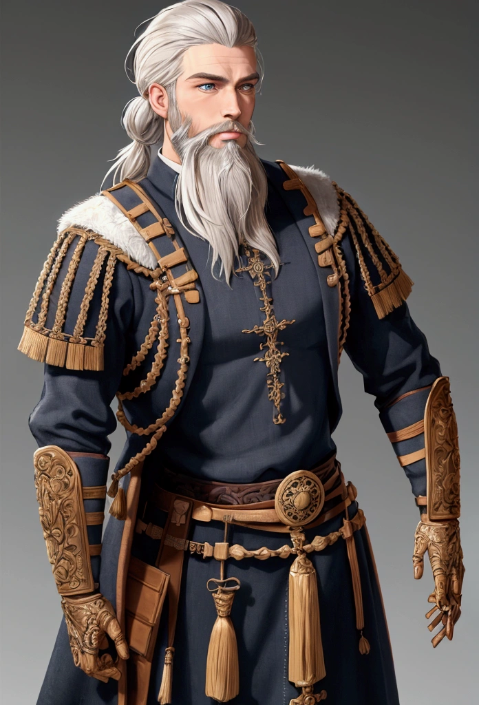 Nordic man with beard, lifelike details, with clothes