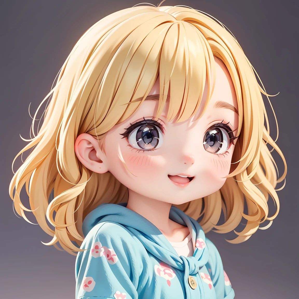  Super Chibi Character：1.8、wearing cute sandals、background：Simple all over、Blonde Hair、Cute 7 year old girl、Random cute outfits、Random and over-the-top poses：1.8、Looking this way、Super Happy Smile：1.8