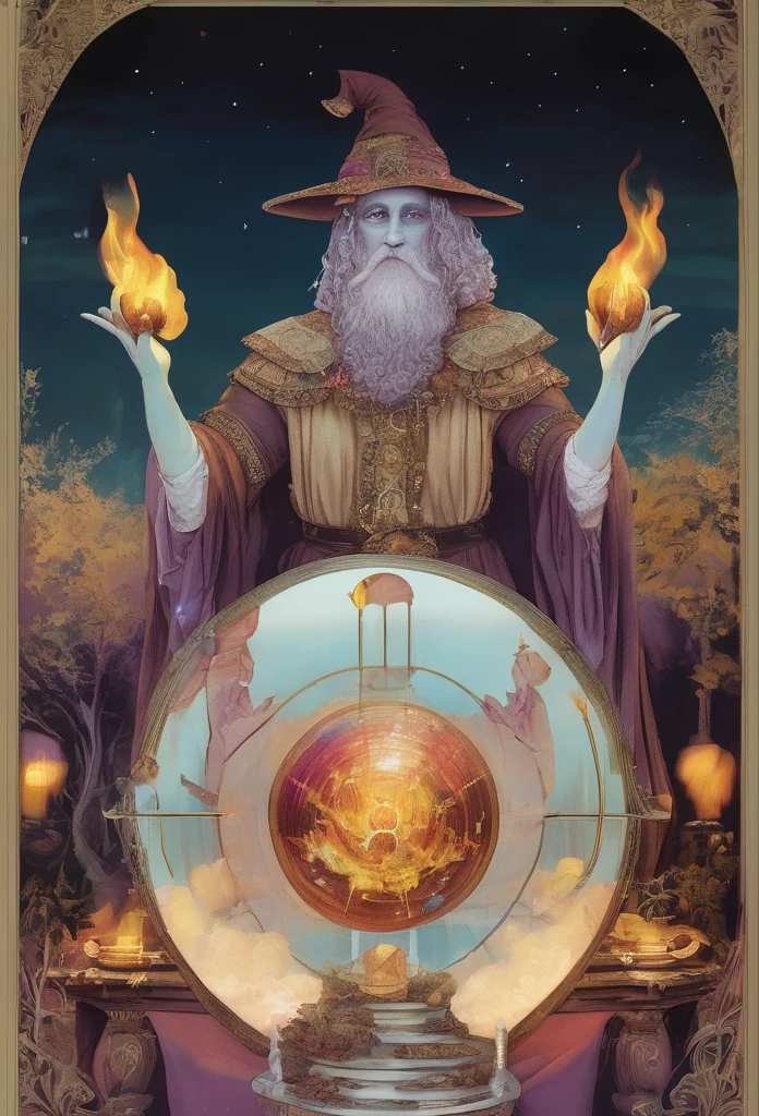 The magician with four elements (TAROT) full details, realistic, magical style (witch theme)