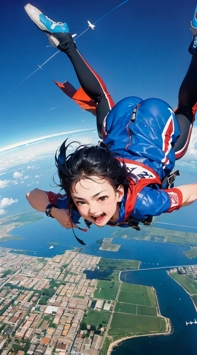 "Image quality: 8K (Best quality scales: 1.2), Artistic style: Realistic, Realistic factor: 1.37, Clarity: hyper HD, subject:1 girl flying over stunning cityscapes ,Hoodie,Blue hair, neon color shooting stars, Very long hair, cropped shoulders, feathers hair ornament, Neon colors, twinkle, stunning night sky, Teenage girl (16 years old), Notable features: Pleasant smile, Closed mouth, Exquisite details, Cute nose, composition: full bodyesb
I&#39;m extremely excited、Ultra high tension、Uplifting、
I'm very excited the moment an airplane door is opened and I'm thrown into the air、
The strength of the wind and the sense of altitude The feeling of free fall you experience for the first time heightens the excitement、
The free fall from jumping off an airplane until the parachute opens is thrilling and excited-boosting、
You can test your own limits and courage while feeling the feeling of falling at a high speed and changes in the surrounding scenery、
The moment the parachute opens after completely turning from free fall, the speed decreases all at once and it shifts to a quiet atmosphere、this moment is a mixture of excitement and relief、
After the parachute opens, you can enjoy the feeling of slowly flying through the air、
The feeling of floating in the wind and taking a walk in the air while admiring the beautiful scenery also heightens the excitement、
The last step in skydiving is the moment you land safely on the ground、
You can enjoy the excitement by using a parachute to glide and timing your landing、
The skydiving experience will give you the excitement and excitement you'll never forget、

Let's jump together and make memories in the air with two or more partner jumps, such as couples or parents、
The pets we skydive with are cute too、
If you prepare the right equipment such as a small dog or cat and jump together, the pet's facial expressions and reactions are fun、
A group that skydives with friends and friends coexists with cuteness and fun、
The sight of everyone ju