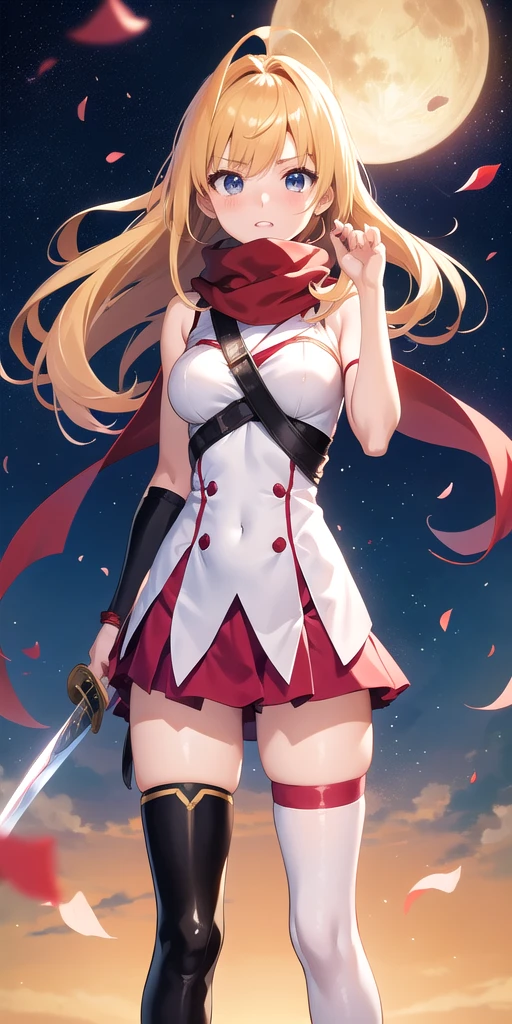 Anime Girl with a sword and a red scarf, Actress 👀 :8, Yandere, Another Iwakura, young Anime Girl, gapmoe Yandere, (Anime Girl), an Anime Girl, female Anime Characters, Anime Characters, Anime style like fate/overnight, Yandere. High target, High-quality anime art style, Fleet Collection Style