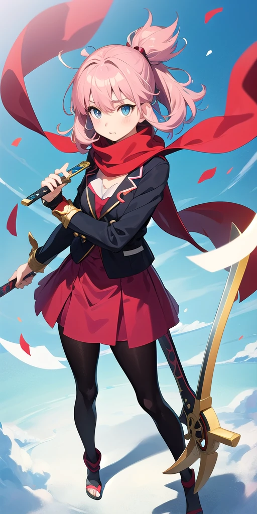 Anime Girl with a sword and a red scarf, Actress 👀 :8, Yandere, Another Iwakura, young Anime Girl, gapmoe Yandere, (Anime Girl), an Anime Girl, female Anime Characters, Anime Characters, Anime style like fate/overnight, Yandere. High target, High-quality anime art style, Fleet Collection Style