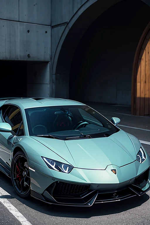 fille devant une voiture de sport lamborghini