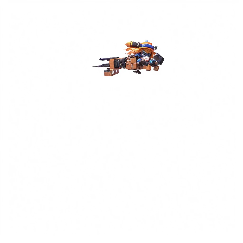 A kite flying in the sky，There is a person on top, Gadget Hacker Wrench, (38 years old), The character stands, Mobile phone background, No background and shadow, Things made of wood, items and gadget, MapleStory Gun Girl, with gradients, blacksmith's outfit, Slightly tanned, 18 years old, blacksmith