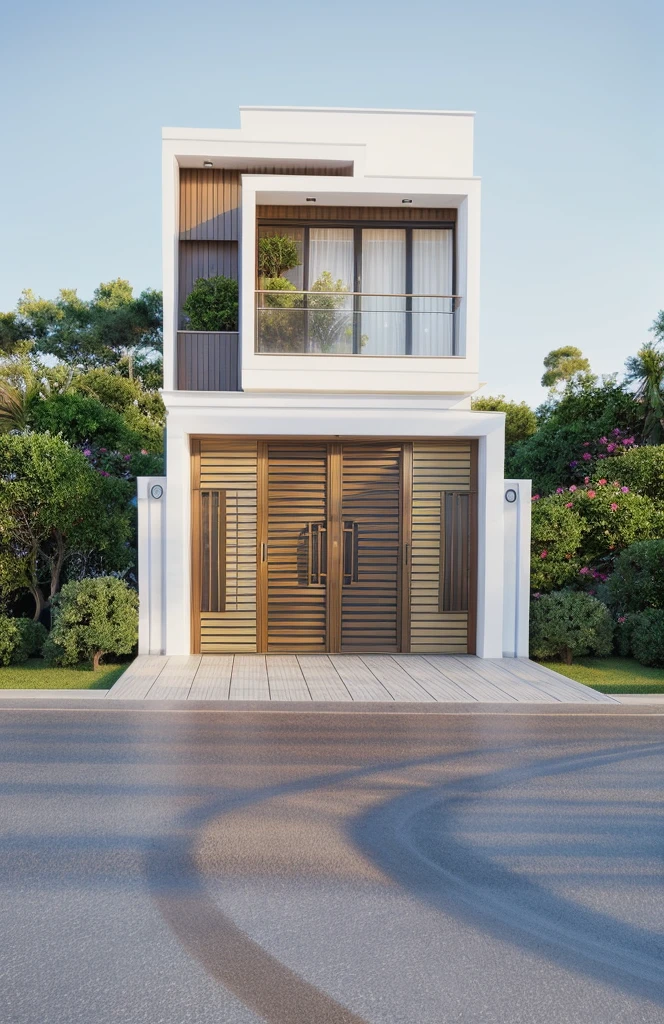 PLATEFORME KTHOUSE, Beaucoup de belles fleurs rouges le long de la route:1.3, romantique, 1 maison de style néoclassique, La maison de ville est faite de murs blancs, belle lumière, journée de beauté, ensoleillé, Beaucoup de bougainvilliers rouges le long de la route:1.3, belle sensation de jeunesse :1.2, soleil à midi, Très belles ombres,