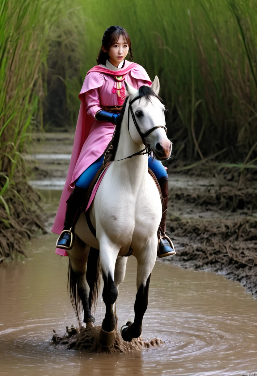 (((masterpiece))),(((Highest quality))),((Tabletop:1.4, Highest quality)), (Realな写真:1.4), in the muddy river,dirty swamp,horse ridden by girl fall over swamp,
((1 cute girl knight)),rodeo,horse standing,Surprised face,stumble,aggressive,slouch,horse standing, prancing horse in pitfall,cute,Napoléon horse sliped in pitfall,in the pitfall,Uplifting,Plump figure,Knight Princess,
(超High resolution:1.2),, wonderful, Very detailed CG Unity 8k wallpaper, Very detailed, High resolution,fat horse ridden by japanese girl,Plump,Double,Pink armor and cape,Soaking in the swamp,Mud Splash,
Soft Light, Beautiful detailed girl, Droopy eyes,Very detailedな目と顔, Beautiful and exquisite nose, Beautiful and exquisite, horse ridden by a girl can't stand up because its drowned in the sticky muddy pitfall:10.0 ,Displeased face:4.0,Real,Stir,Anatomically correct,action horse riding scene while struggle fighting