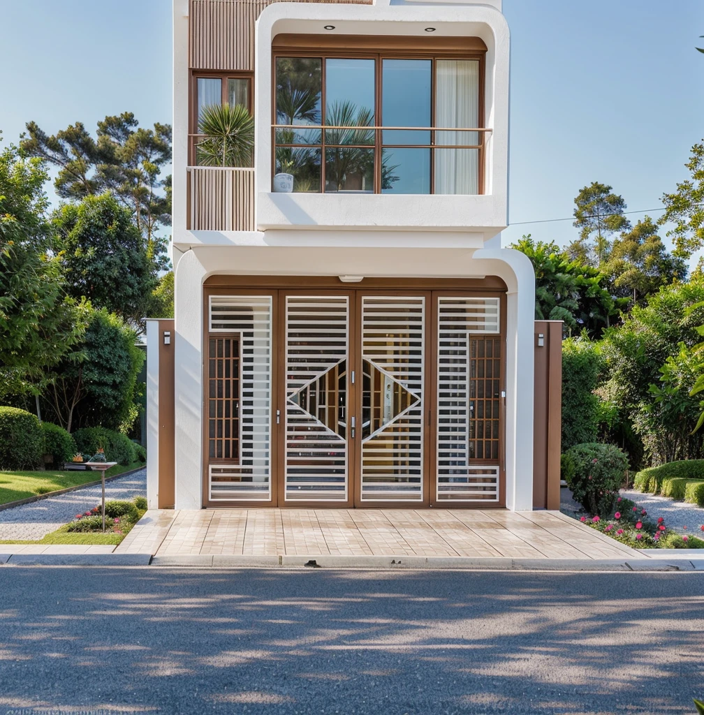 PLATEFORME KTHOUSE, Beaucoup de belles fleurs rouges le long de la route:1.3, romantique, 1 maison de style néoclassique, La maison de ville est faite de murs blancs, belle lumière, journée de beauté, ensoleillé, Beaucoup de bougainvilliers rouges le long de la route:1.3, belle sensation de jeunesse :1.2, soleil à midi, Très belles ombres, 