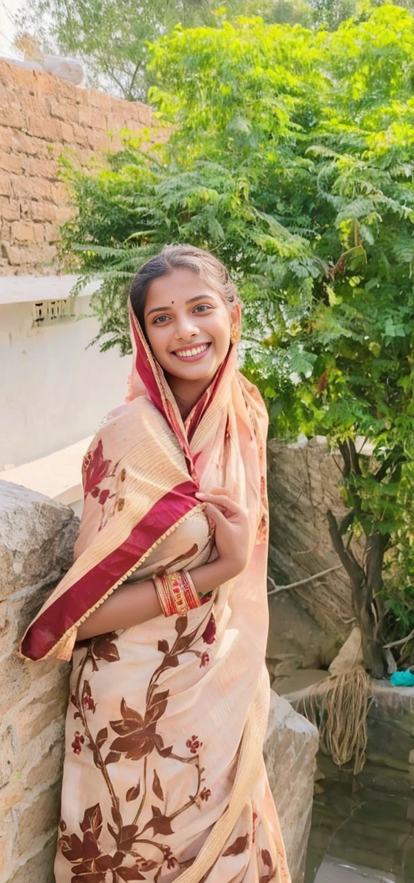 Young Indian girl in stunning saree romantic poses 8k hyperrealstic full detailed