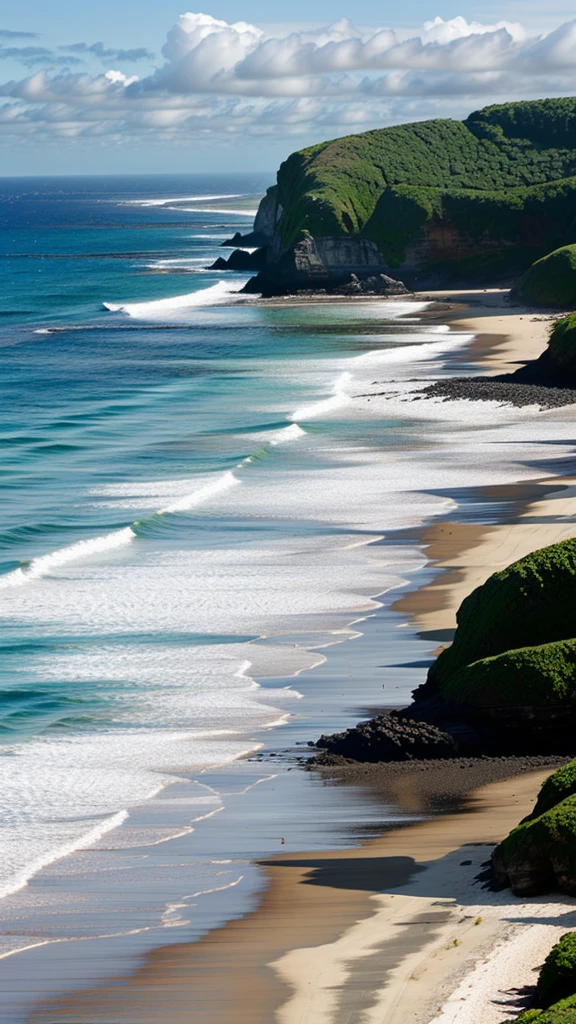 South Sea, wide sandy beach, shoreline
