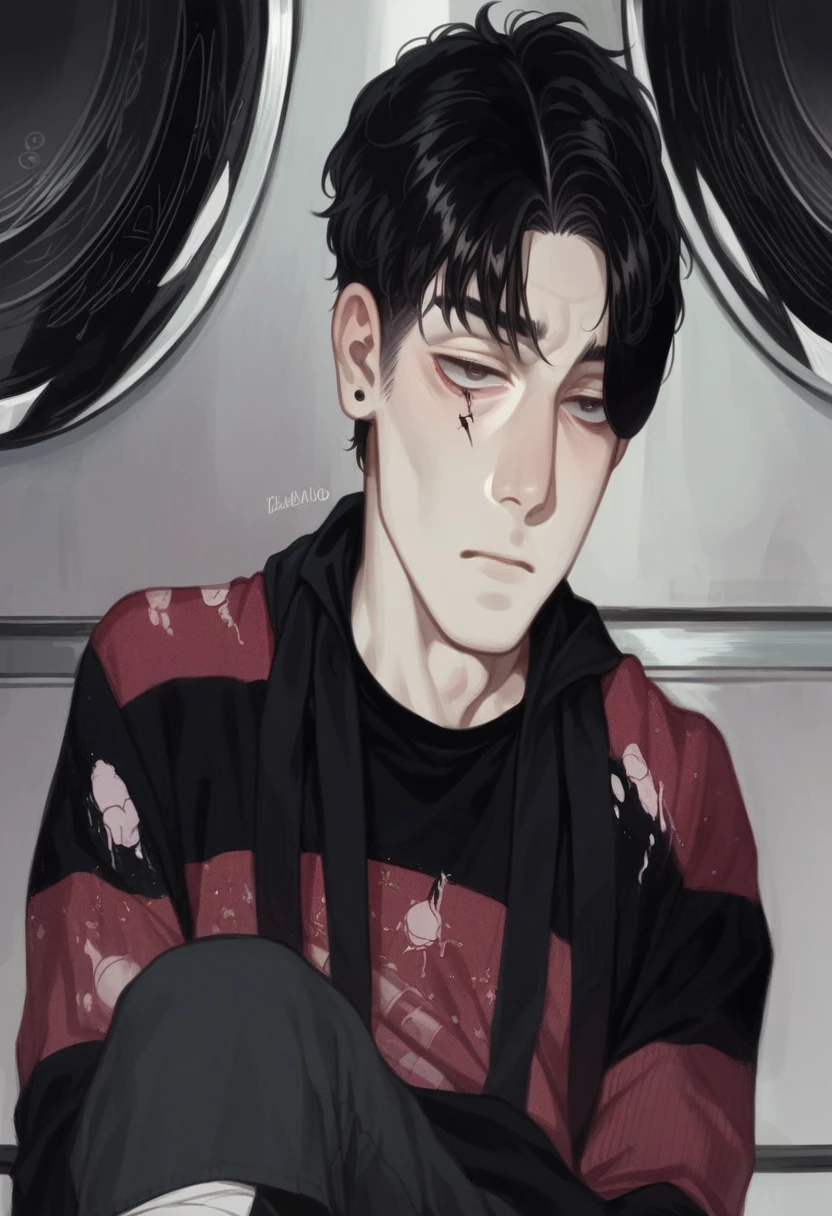 Jungkook de bts con flequillo y dos coletas, tematica de tokyo ghoul