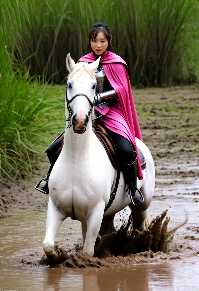 (((masterpiece))),(((Highest quality))),((Tabletop:1.4, Highest quality)), (Realな写真:1.4), in the muddy river,dirty swamp,horse ridden by girl fall over swamp,Sweaty girl,
((1 cute girl knight)),rodeo,horse standing,Surprised face,stumble,aggressive,slouch,horse standing, prancing horse in pitfall,cute,Napoléon horse sliped in pitfall,in the pitfall,Uplifting,Plump figure,Knight Princess,
(超High resolution:1.2),, wonderful, Very detailed CG Unity 8k wallpaper, Very detailed, High resolution,fat horse ridden by japanese girl,Plump,Double,Pink armor and cape,Soaking in the swamp,Mud Splash,
Soft Light, Beautiful detailed girl, Droopy eyes,Very detailedな目と顔, Beautiful and exquisite nose, Beautiful and exquisite, horse ridden by a girl can't stand up because its drowned in the sticky muddy pitfall:10.0 ,Displeased face:4.0,Real,Stir,Anatomically correct,action horse riding scene while struggle fighting