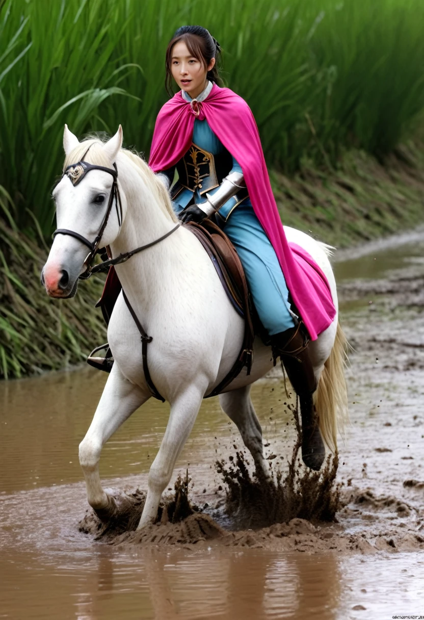 (((masterpiece))),(((Highest quality))),((Tabletop:1.4, Highest quality)), (Realな写真:1.4), in the muddy river,dirty swamp,horse ridden by girl fall over swamp,Sweaty girl,
((1 cute girl knight)),rodeo,horse standing,Surprised face,stumble,aggressive,slouch,horse standing, prancing horse in pitfall,cute,Napoléon horse sliped in pitfall,in the pitfall,Uplifting,Plump figure,Knight Princess,
(超High resolution:1.2),, wonderful, Very detailed CG Unity 8k wallpaper, Very detailed, High resolution,fat horse ridden by japanese girl,Plump,Double,Pink armor and cape,Soaking in the swamp,Mud Splash,
Soft Light, Beautiful detailed girl, Droopy eyes,Very detailedな目と顔, Beautiful and exquisite nose, Beautiful and exquisite, horse ridden by a girl can't stand up because its drowned in the sticky muddy pitfall:10.0 ,Displeased face:4.0,Real,Stir,Anatomically correct,action horse riding scene while struggle fighting
