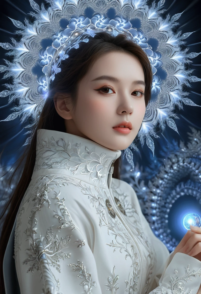 (masterpiece, Top quality, best quality, Official Art, beautiful and aesthetic:1.2), (1 Girl:1.3), (Fractal Art:1.3),
