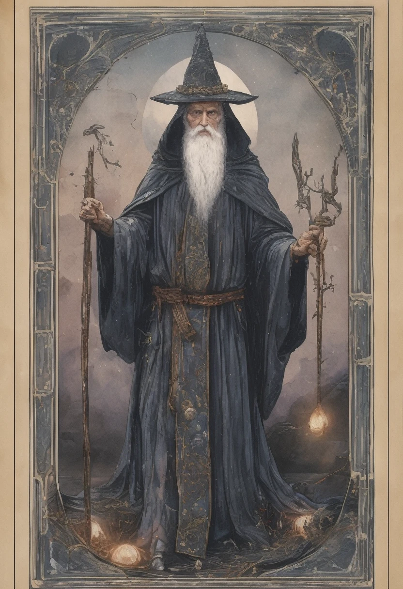 The hermit (TAROT) full details, realistic, magical style (witch theme) glitter details