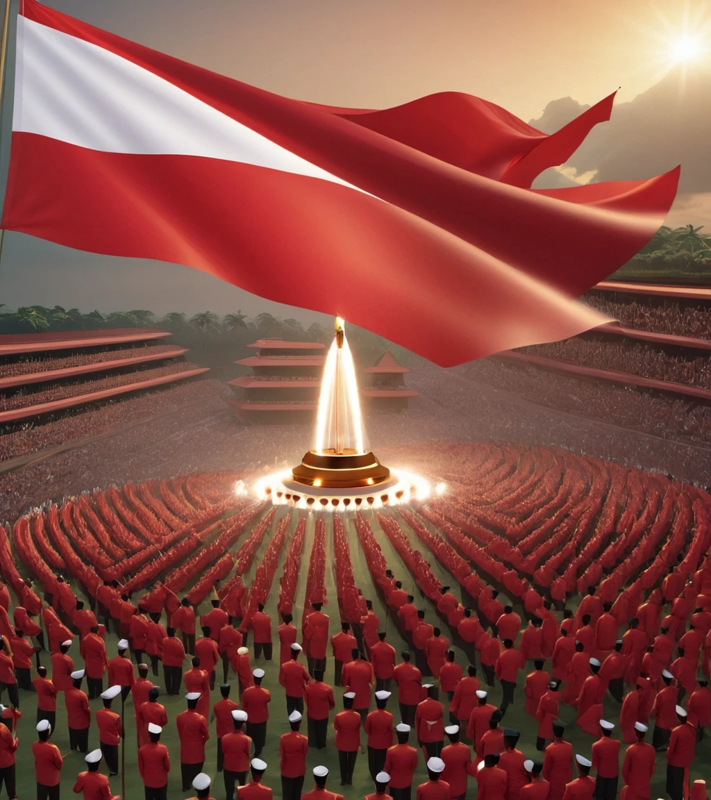 Illustration of Indonesian flag-raising ceremony on Independence Day