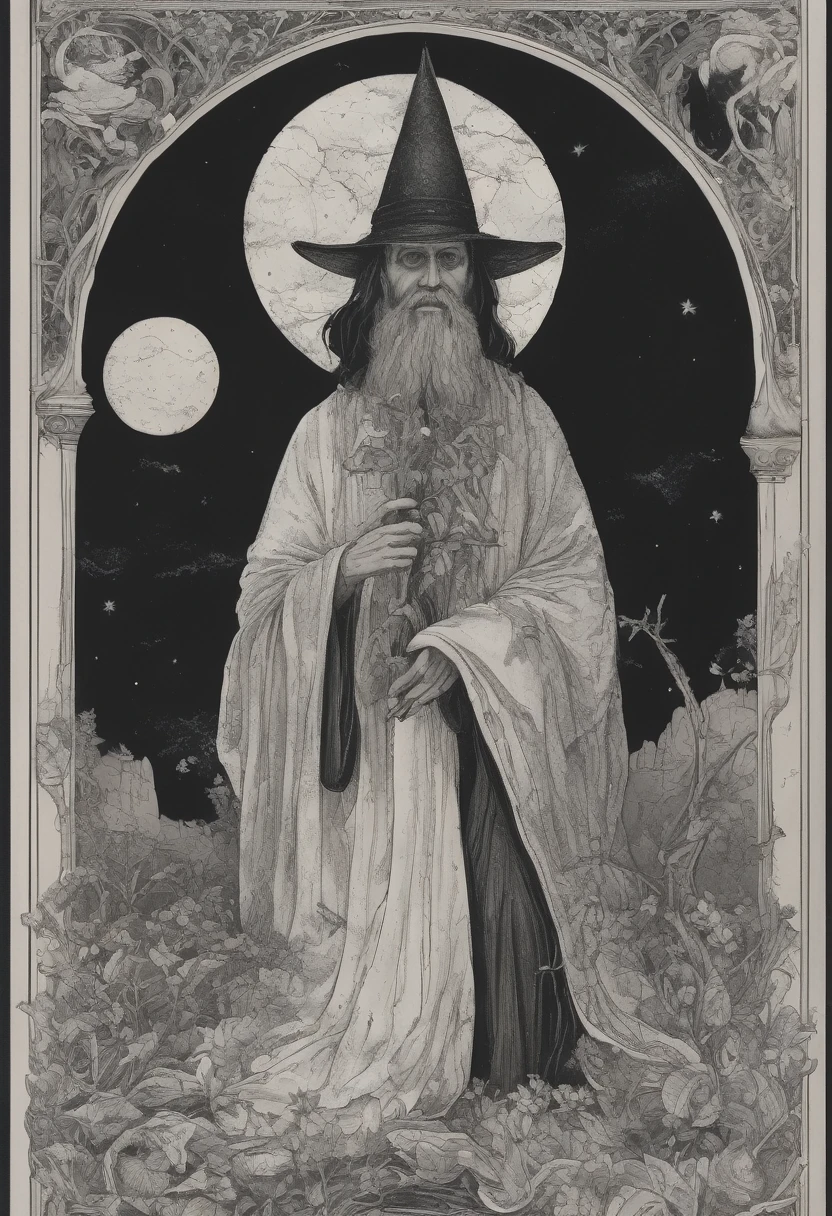 The hermit (TAROT) full details, realistic, magical style (witch theme) glitter details