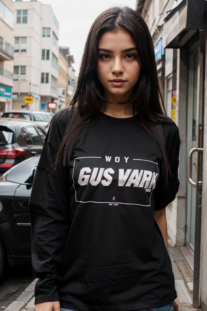 sexy girl wearing black street wear shirt no photo showing front