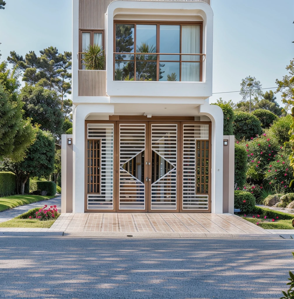 PLATEFORME KTHOUSE, Beaucoup de belles fleurs rouges le long de la route:1.3, romantique, 1 maison de style néoclassique, La maison de ville est faite de murs blancs, belle lumière, journée de beauté, ensoleillé, Beaucoup de bougainvilliers rouges le long de la route:1.3, belle sensation de jeunesse :1.2, soleil à midi, Très belles ombres, 