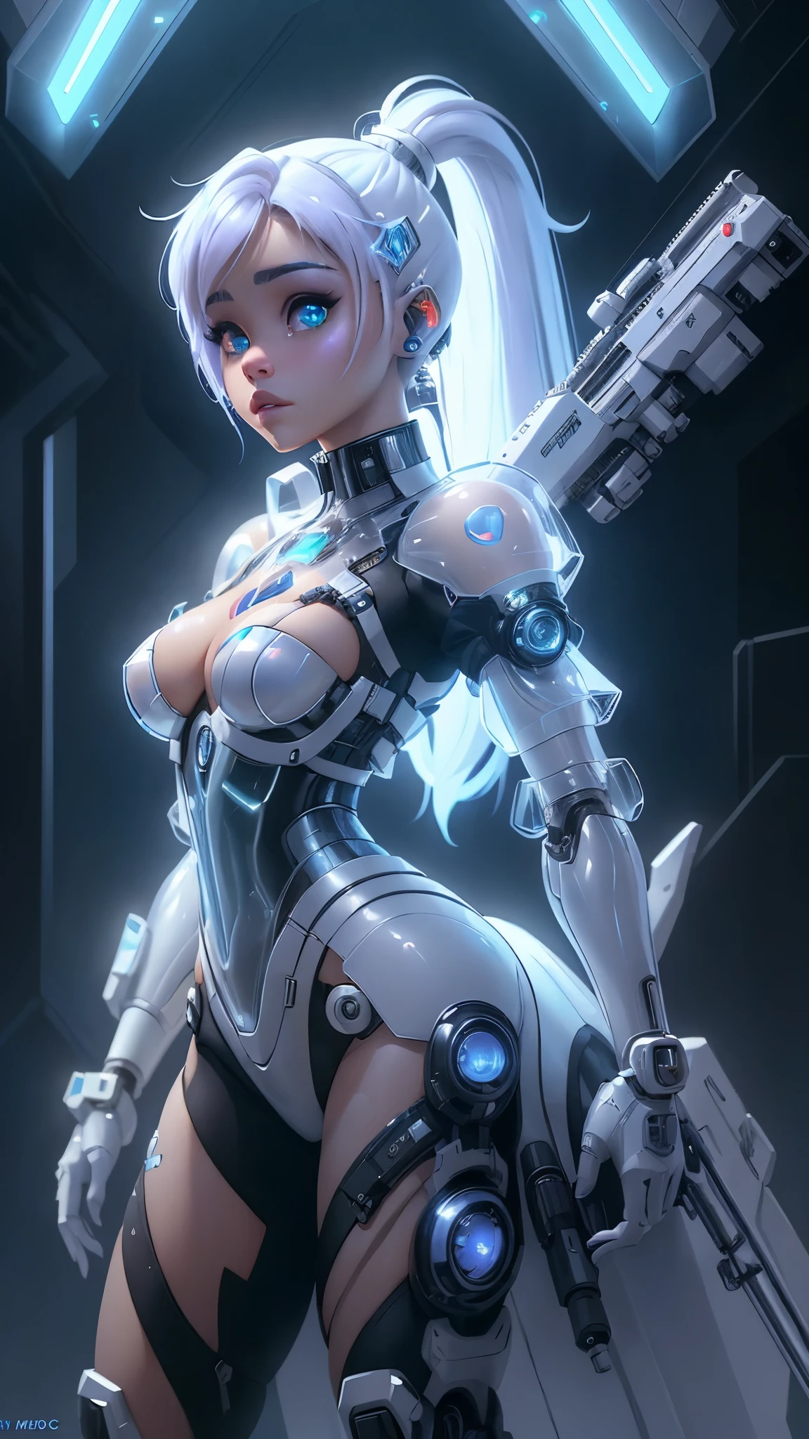 (The best quality,A high resolution,ultra - detailed,actual),Ariana Grande cyborg white plastic transparent mechanical,(Cabello white canoso :1.4), cyber girl with a gun in a futuristic setting, cyberpunk 2.0 and. o model girl, cyberpunk beautiful girl, female cyberpunk anime girl, Cyberpunk Girl, cyberpunk anime girl, dreamy cyberpunk girl, digital cyberpunk anime art, cyberpunk art ultrarealistic 8k, Cyberpunk art style, cyberpunk themed art, cyberpunk judy alvarez, in cyberpunk style, beautiful cyberpunk woman model, (Ariana Grande :1.4), (Ariana Grande :V2.1), (perfect anatomy :1.4), (cinematic lighting :1.4),( pose vaquero), Epic Fantasy Art Style HD, 4K fantasy art, epic fantasy digital art style, epic fantasy art style, Fantasy Woman, epic fantasy art portrait, Epic fantasy style, hyperrealistic fantasy art, hd fantasy art, Epic fantasy character art, epic fantasy art, in style of dark fantasy art, epic fantasy digital arts, (cyborg white mecánico plastic transparent :1.4),( cyborg white plastic transparent :1.4), (Ariana Grande V2.5)