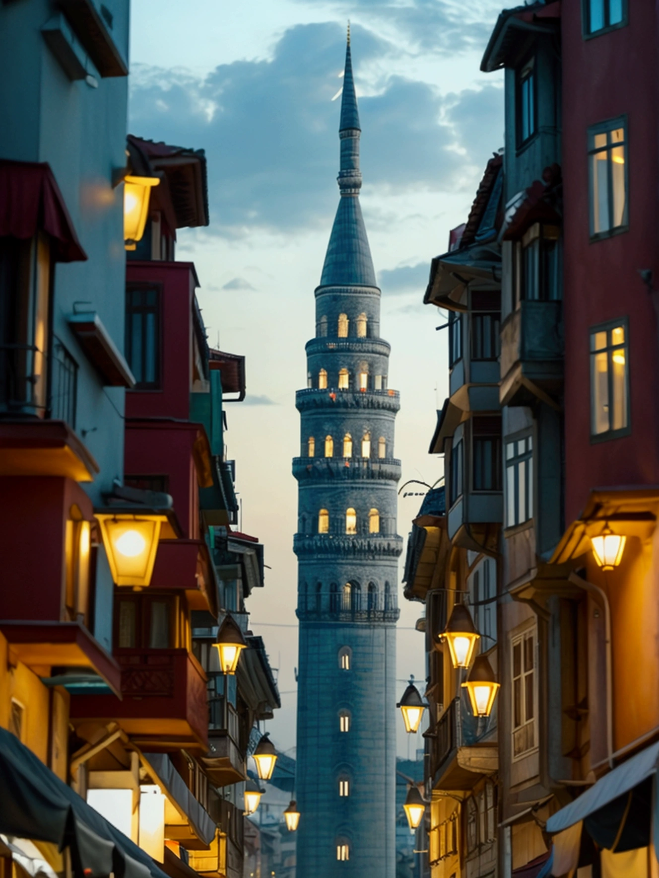 Istanbul by night, a long skyscaper, rich people entering the skyscaper, ultra realistic