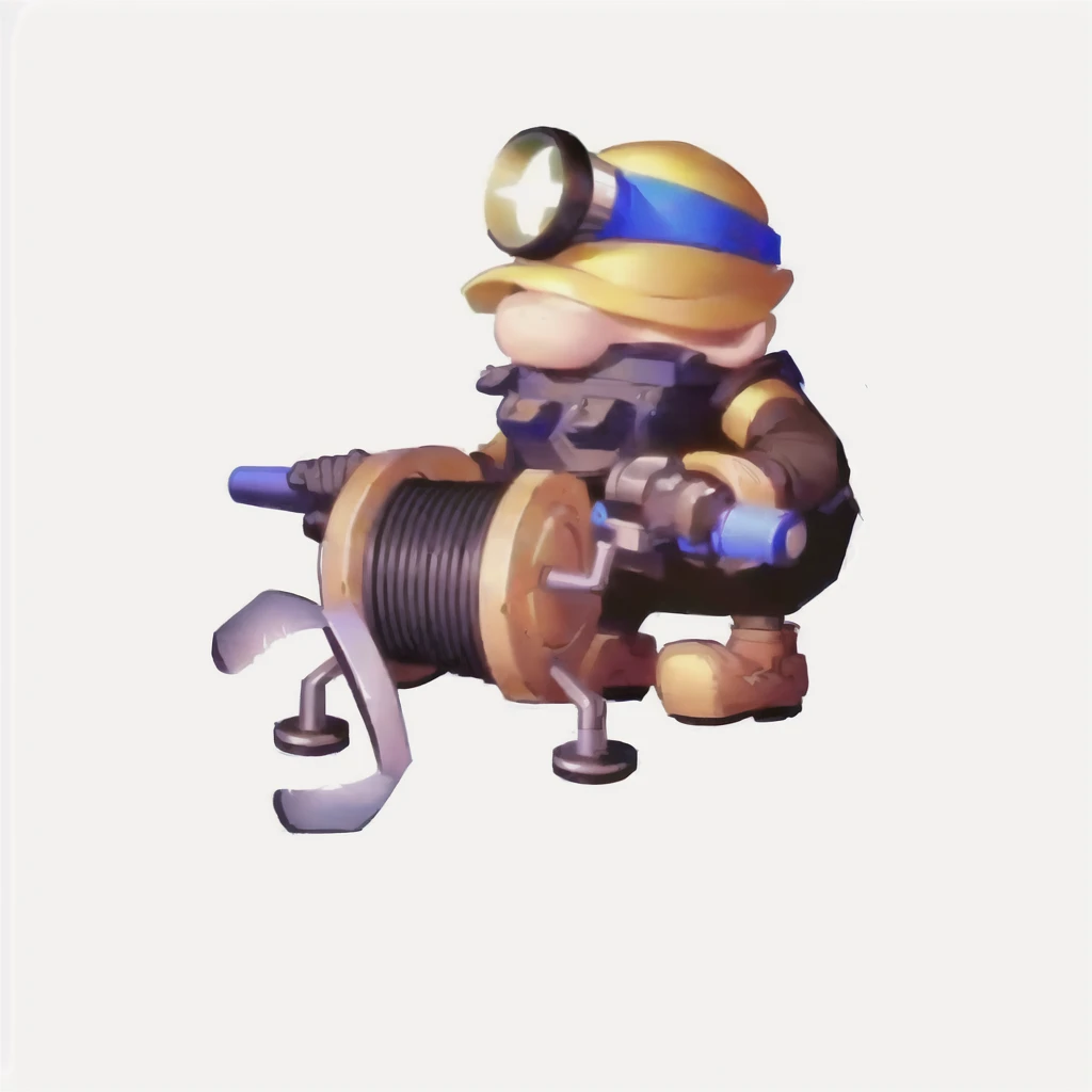 cartoon image of a man with a pipeline and a wren, pepe the miner, engineer, mechanical, muscular female gnome engineer, Mini Gun, Unreal No, mining, Heavy weapons guy, Landmines, Farmers, steampunk engineer, old charismatic mechanical, Tinkerer, Fisherman, pipeline, Complete portrait of the electrician, blacksmith, Old Man, Magic Fishing Rod Weapon