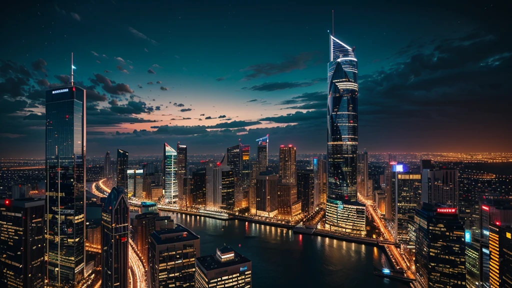 (a long skyscaper), it is nght time, cinematic city lights, rich people entering the skyscaper, ultra realistic, best quality