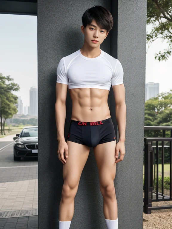 teenagers , young , light-skin , wearing an dark red sexy underwear, tmasterpiece,k hd,the feet,Transparent sports vest,semi transparent,black long socks,The barefoot , red colour , handsome and cute , extreme cute boy , white skin , dark red underwear boxers shorts , extremely tall and cute boy ,oppa model , handsome model , full body , dark red boxers underwears short shorts , black socks , white light-skin , Chinese model , young boy , white skin , handsome and extremely cute , red boxers underwear shorts , long black socks , handsome model , at the park , jogging , model oppa , long legs , jogging , running , high knee black socks ,black long socks , stand up , extremely tall , extremely high , red underwears , red sports underwear , long black socks , clean and white legs , Chinese model , extremely long legs , looking at the camera , clean and white thigh , heavy bulge , kid face , baby face , wearing jacket , red underwears boxers , light and white skin , Chinese model , strike a pose , sexy pose , flexing pose , show off his handsome pose , size different , height different , tallest boy in the world , height comparison with other boy