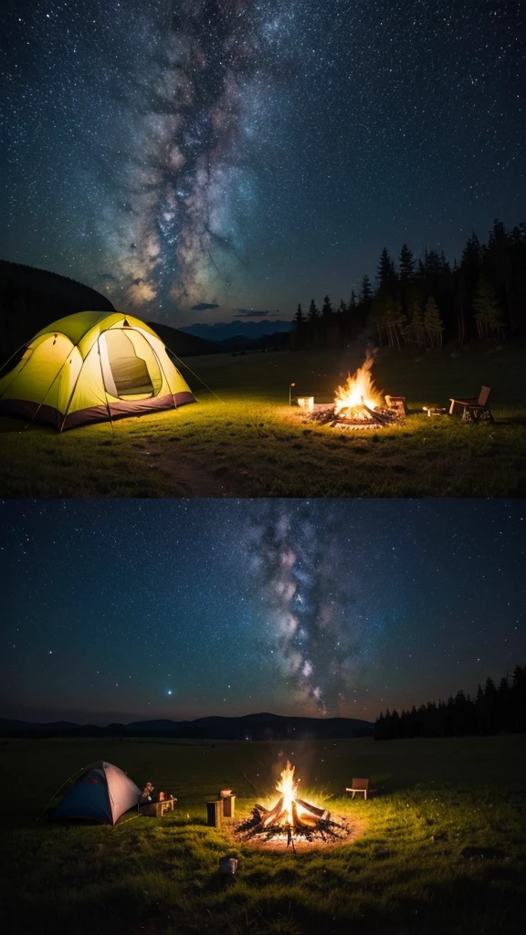 milky way、Solo Camping、Bonfire、Silence、Lonely、grow、