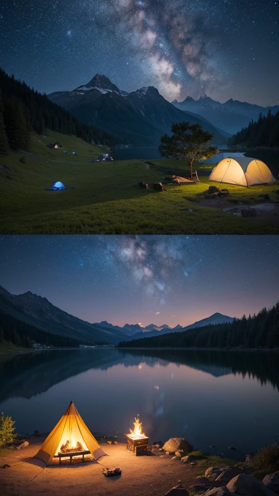 milky way、camp、Bonfire、Silence、Big Tent、Tarp Solitude、grow、Lakeside、