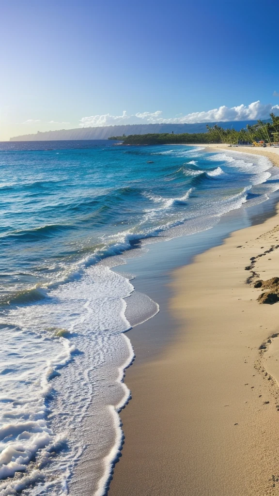 South Sea, wide sandy beach, shoreline, Hawaii