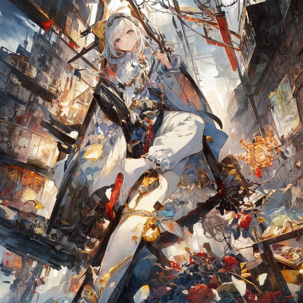 1girl,(((Highest quality、Masterpiece、Official Art、Dynamic composition、Super detailed)))、Little、Trick Art、Trompe l'oeil、Swimming underwater、