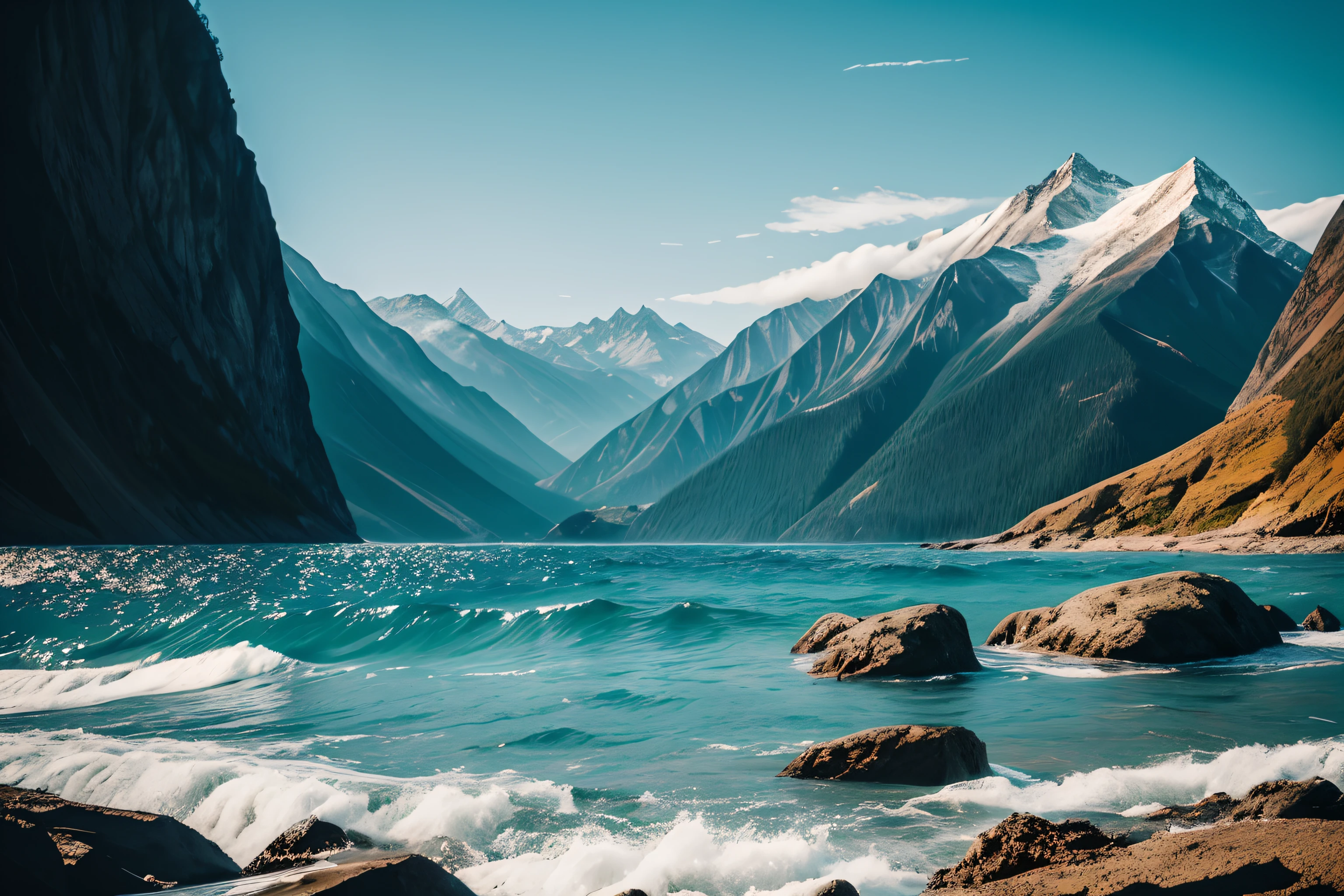 Ocean, Mountains, Art Photography, High Detail, Practical