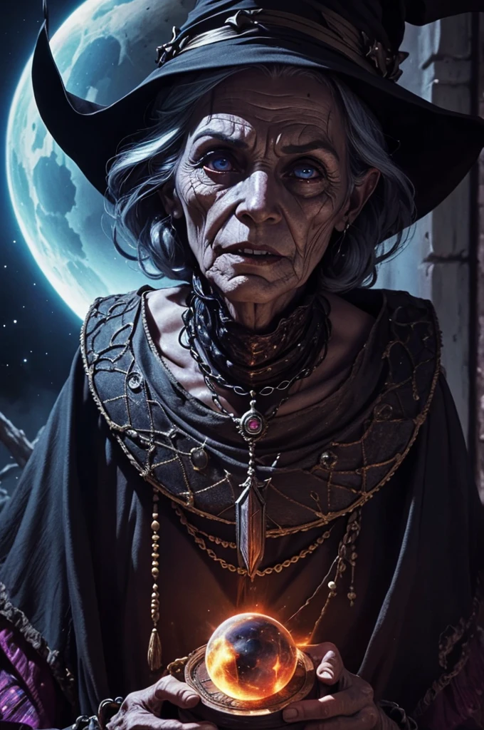 old witch, RPG, dvd screenshot, 1980s cinema, dark fantasy, realistic, detailed, body horror, horror cosmic