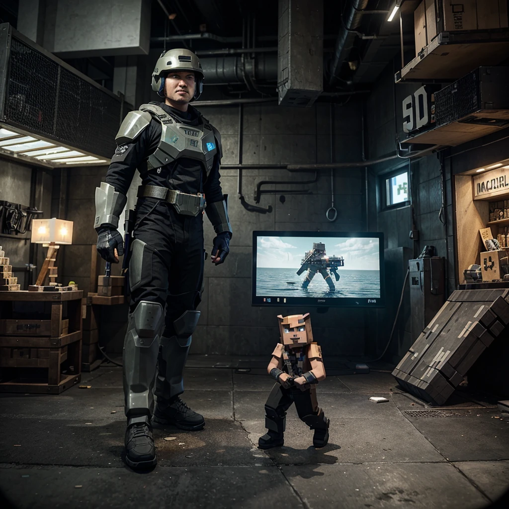 An image that is Cal of duty mobile and minecraft and mobile legends together 