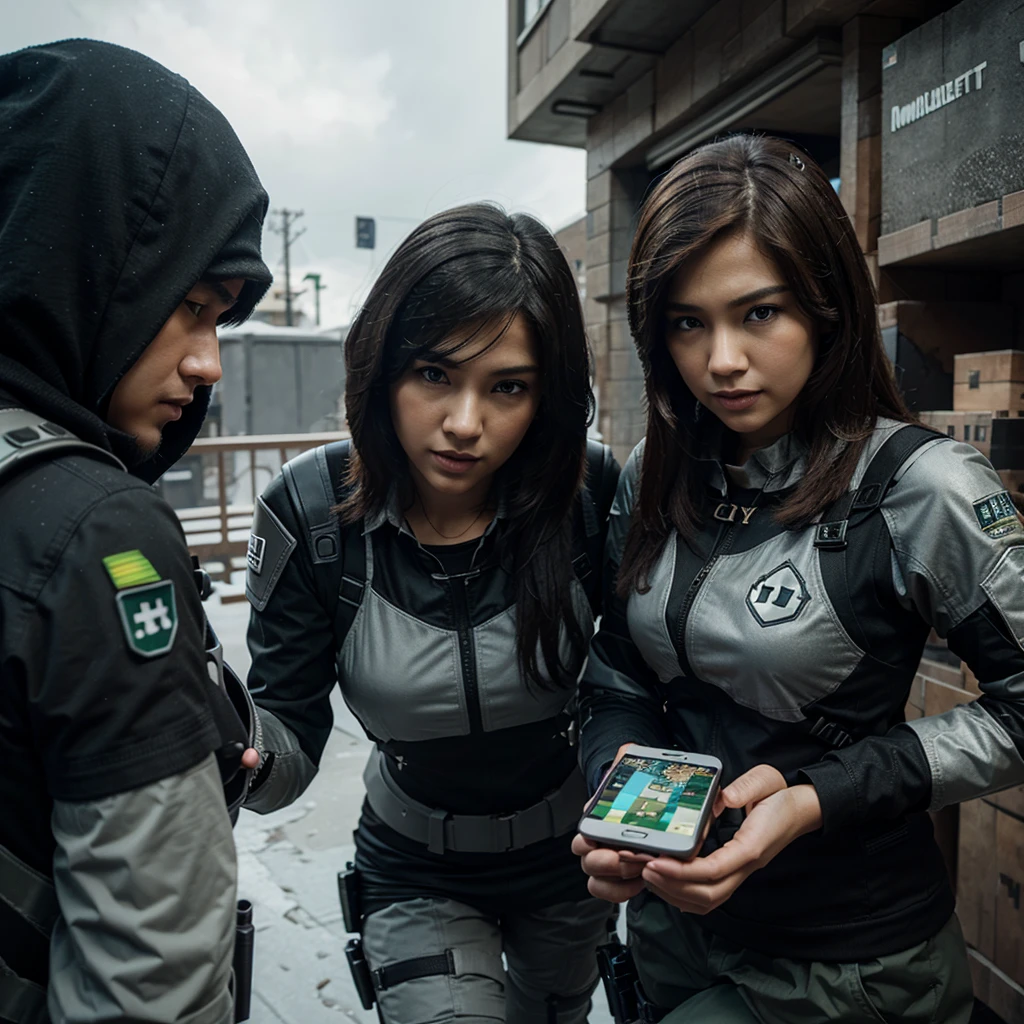 An image that is Cal of duty mobile and minecraft and mobile legends together
