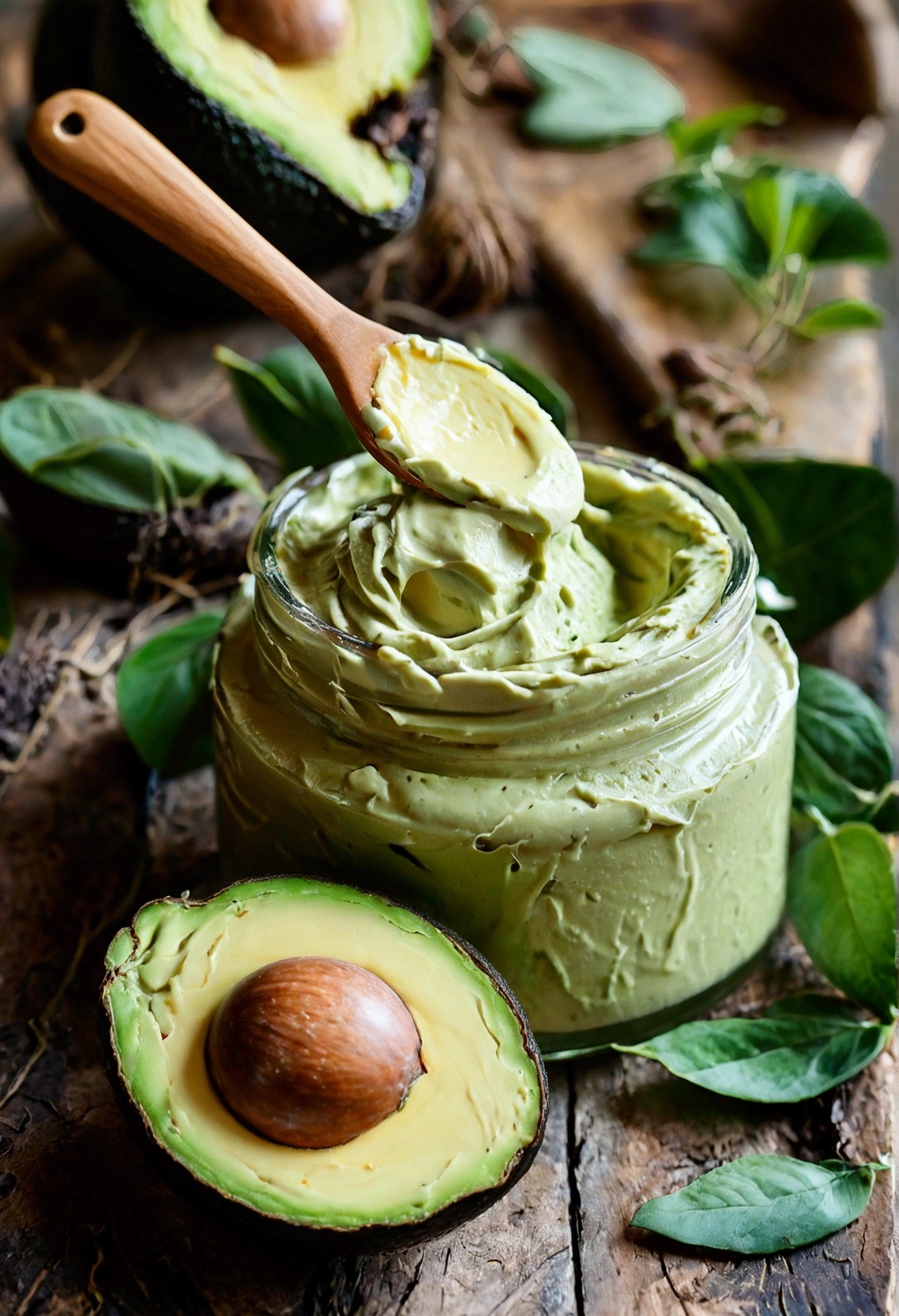 a closeup of a jar of cream with avocado, Product photo, Product image, coherent face and body, facial, Clean face and body skin., facial beauty, Frontal, Natural skin texture, 2995599206, natural core, laputa, hemera, natural complexion, avacado dream
