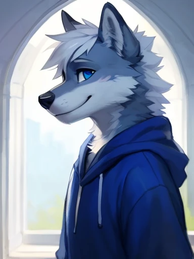 a white anthropomorphic wolf with white spikey hair and blue eyes, blue hoodie and shorts smiling with a white wall digital art , big chest , day, , sensual, detailed, uploaded to e621, beautiful and detailed portrait of an anthropomorphic , (((male))) uploaded to e621, zaush, foxovh, movie lighting, thicc, alone, detailed, 8k res, hires, detailed eyes, good anatomy, good perspective, towards viewer, by bebebebebe, by sicklyhypnos, by gerkk, by orf, nice hands, perfect hands, happy, romantic, ray tracing lighting, rtx on, By Bebebebebe, by SpiritD, by KOBITOWANI, b est quality, masterpiece, perfect anatomy, detai led picture)), 1femboy, , sexy body, fluffy tail, shy, horny, romantic, up close, wearing not a single bit of clothing, huge thighs,