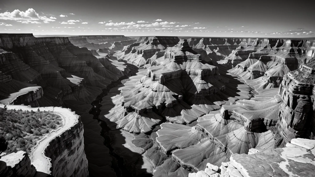 Grand canyon in black and white