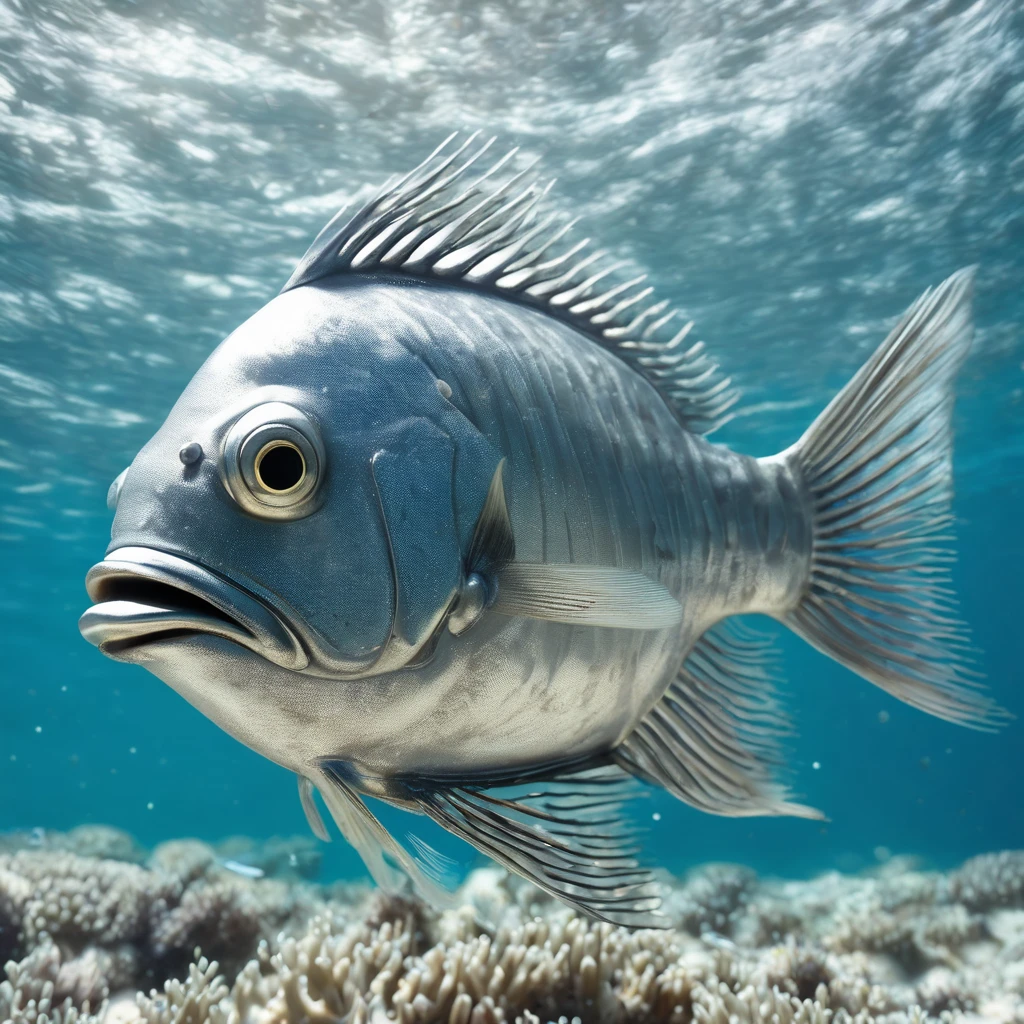 Silver fish in sea
