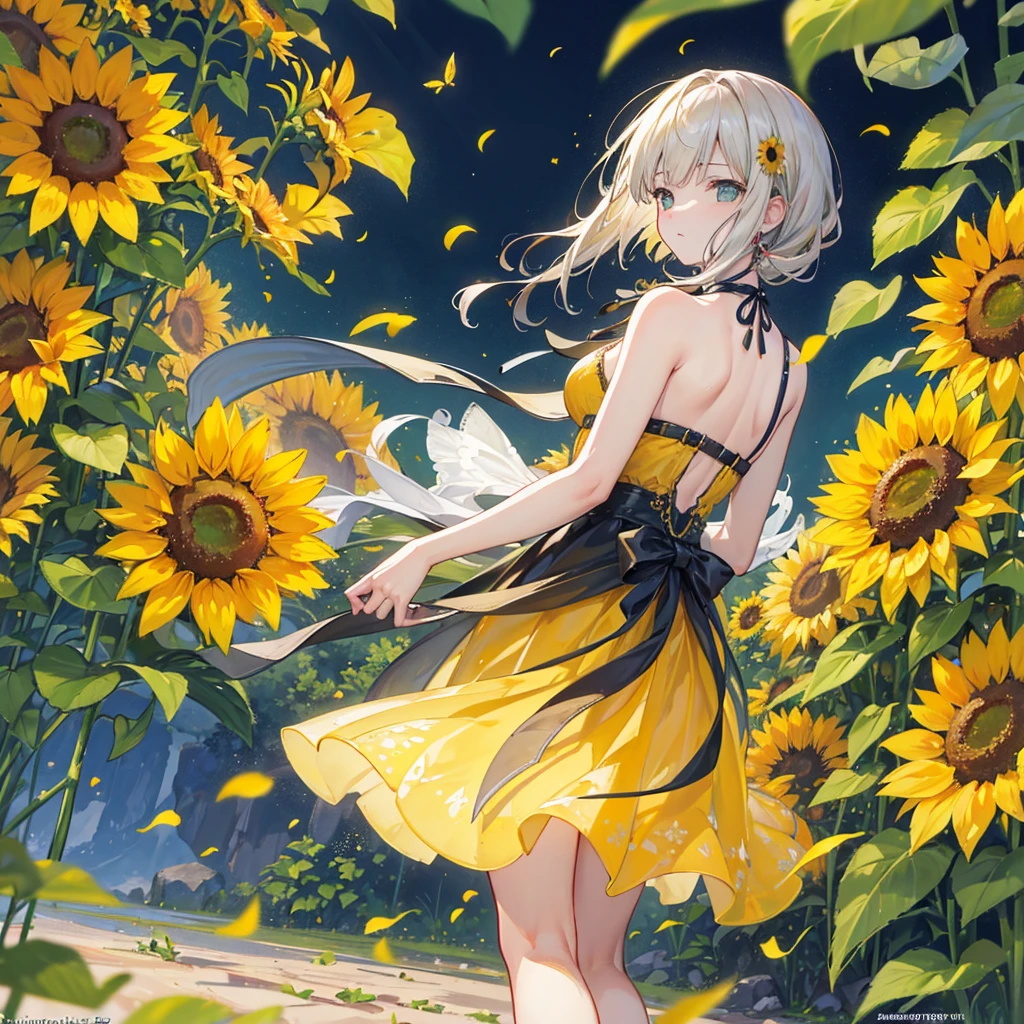 "Hyper-realistic 16K rendering of a breathtaking sunflower field at the intersection of reality and fantasy.
Central focus:
A vast field of sunflowers stretching to the horizon, each flower uniquely detailed
A single, giant sunflower in the foreground, its petals shimmering with impossible colors
Sunlight filtering through the petals, creating intricate patterns on the ground
Detailed elements:
Individual sunflower seeds visible in ultra-high definition, each with unique patterns
Bees and butterflies with visible wing structures and iridescent details
Pollen particles floating in the air, catching the light like tiny prisms
Leaves and stems with intricate vein structures and water droplets refracting sunlight
Environment:
A sky transitioning from day to night, showcasing the sunflowers in different lighting conditions
Distant mountains that subtly resemble the shape of sunflowers
A winding path through the field made of sunflower petals
Lighting and effects:
Advanced ray tracing showcasing the interplay of sunlight through the flowers
Subtle lens flares mimicking the shape of sunflower petals
Volumetric lighting giving form to pollen and mist in the air
Composition:
Use of the Fibonacci spiral in the arrangement of sunflowers and composition elements
Depth of field effect focusing on key flowers while maintaining clarity throughout the scene
Multiple layers of sunflowers creating a sense of depth and immersion
Technical specifications:
16K resolution (15360x8640 pixels) with 64-bit color depth for unprecedented detail
Custom shaders for rendering realistic plant structures and impossible color variations
Physically based rendering (PBR) for ultra-realistic textures and lighting interactions
Style:
Hyper-realistic rendering with subtle surrealist elements in color and composition
Blending of botanical illustration precision with dreamlike atmospheric effects
Color palette:
Rich yellows and greens with impossible color variations in the petals
Warm, golden sunlight co