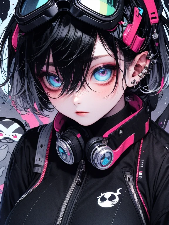 quality,Highest Resolution,sexy,Swimwear,Vibrant colors,Very beautiful eyes,goggles,Big Breasts,Black Hair,Silver Hair,deep sea,no gravity,Surprise