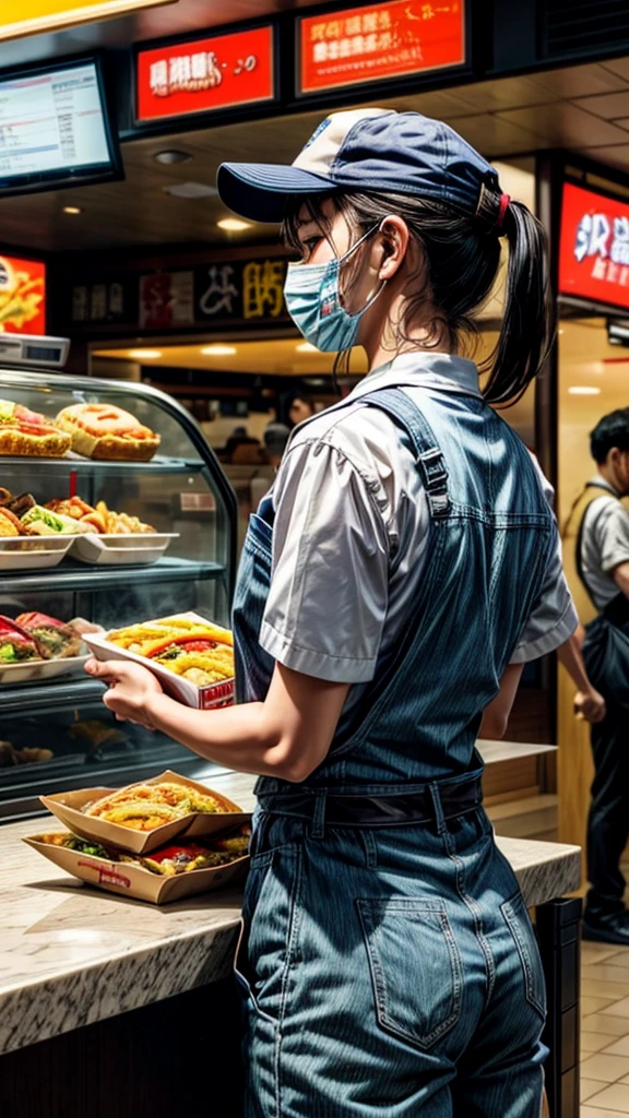 a middle-aged fast food restaurant employee, dropping the plates he was carrying, highly detailed, photorealistic, 8k, best quality, intricate details, vivid colors, dramatic lighting, realistic textures, impactful composition, emotional expression, surprised facial expression, dropping plates, fast food restaurant interior, greasy floor, chaotic scene, motion blur, dramatic shadow effects