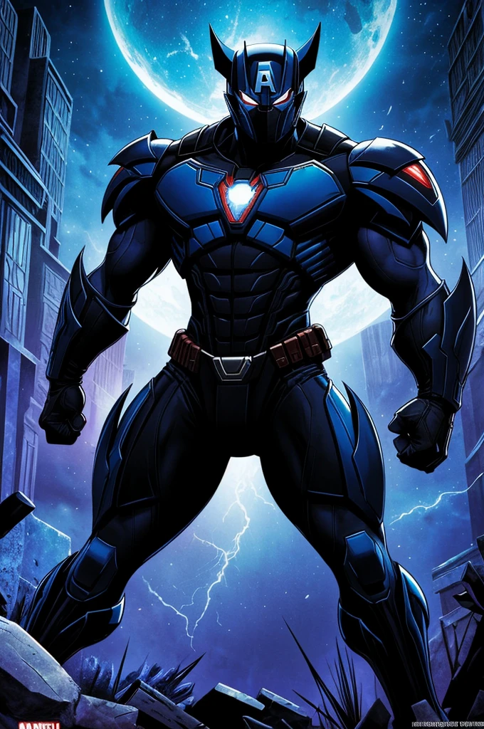 Marvel Comic Panel, a Maximal from the Transformers universe, inspired by a vampire bat better known scientifically as Desmodontinae, female, that he is in his animal form, Its optics are blue and the rest of its body is black., has organic parts of fur 