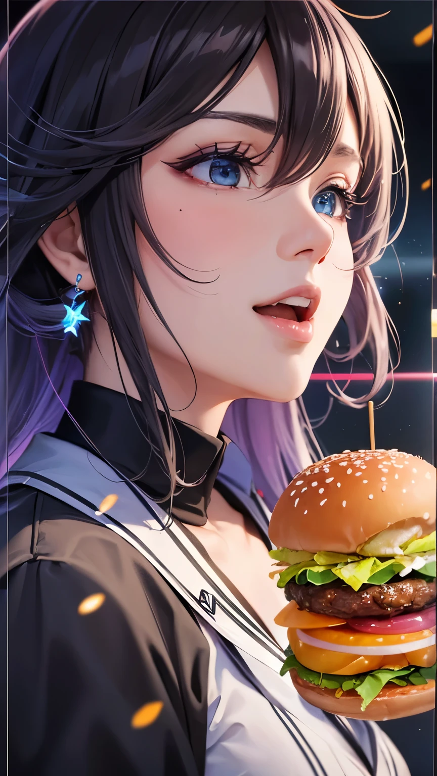 Highest quality, Super quality, 16K, Incredibly absurd, Very detailed, delicate and dynamic, SFW, Natural light, Small particles reflect light, Diffuse reflection of light, Vortex of Light, In-store pop, , Fast food restaurants, McDonald, hamburger, Sparkling, Create amazing image effects, cash register, Upper body close-up, (cute sexy girl, firm busts, sexy long legs, hamburgerショップの店員, Sensual expression, fine, Active, smile, Busy, cash registerで接客, paper bag, , , black long hair, hamburgerショップのUniform, McDonald&#39;s employee uniform, hamburgerショップ店員の帽子をかぶる,  )