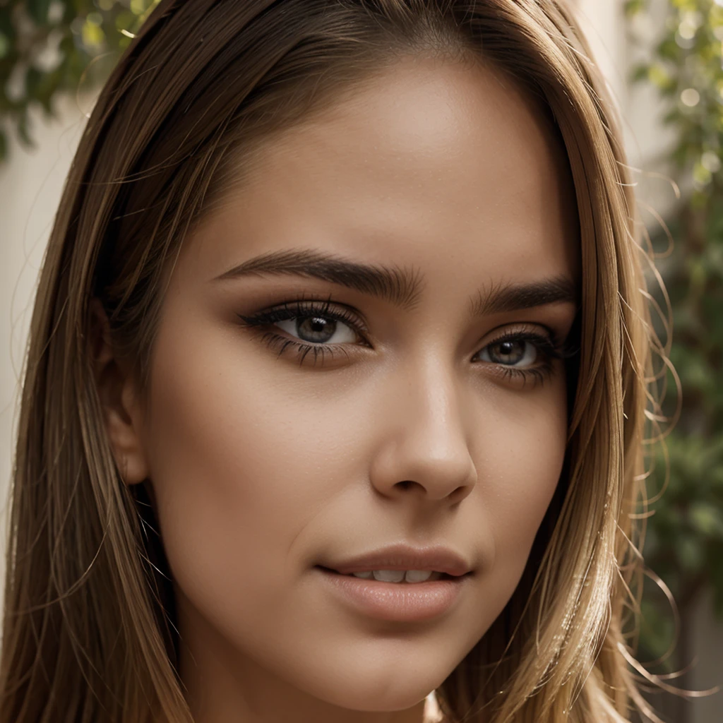 (masterpiece. full definition, full realism, high definition, maximum resolution, maximum quality, maximum realism, epic realism, RAW, 16k) hyperrealistic portrait, fully realistic, 16k, maximum face detail, ultra-defined skin details, perfect face , ultra-detailed honey-colored eyes, staring at the shutter, perfect beautiful flirty smile, ultra-detailed lips, highly-detailed eyebrow, ultra-detailed eyelashes.