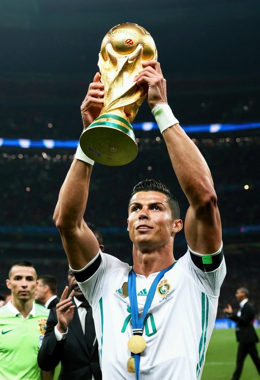 Cristiano ronaldo Raising a world cup