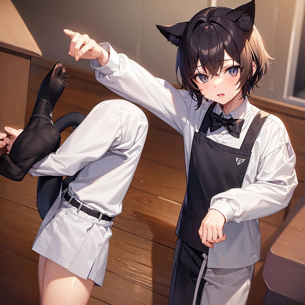 Boy in school clothes but with cat ears