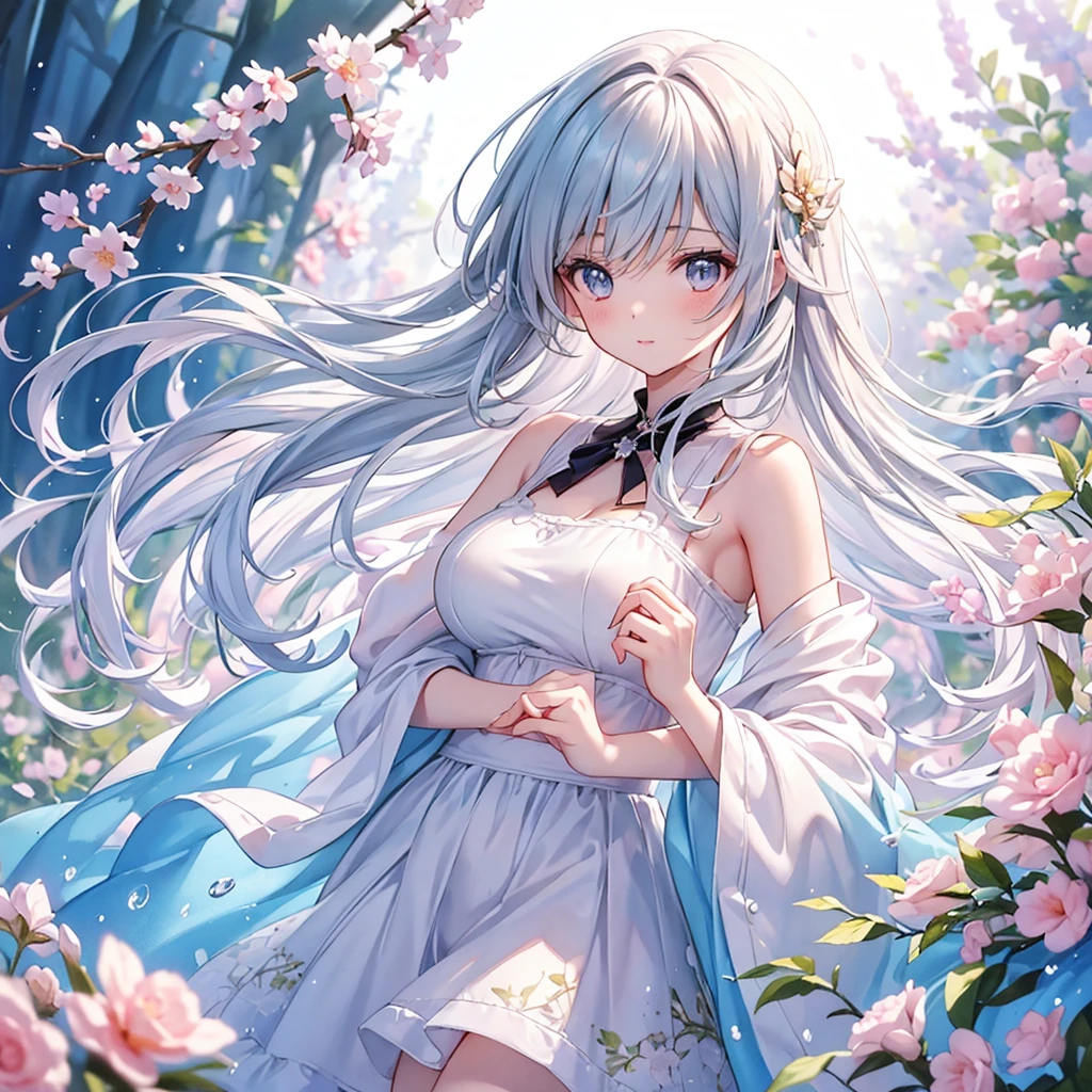 Official art using high quality hand-drawn watercolor sketch techniques. (Highest quality,4K,8K,High resolution,masterpiece:1.2),Super detailed,Beautiful detailed gray eyes,girl with beautiful eyes, everyone, Beautiful Anime Girls, Cute Anime Girl, Smooth anime art, Anime Style, Elegant colors, Soft lighting, Delicate and beautiful wet eyes, Very coquettish, (Beautiful big breasts:1.2), (The right move:1.2),