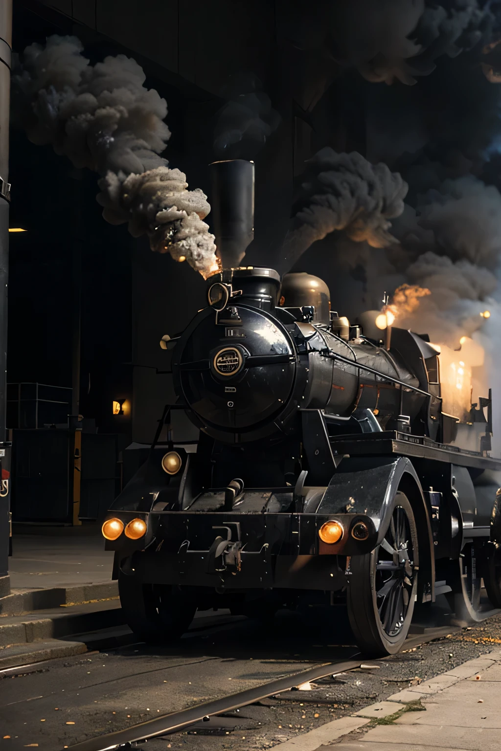 Take a photo of a machine releasing black steam